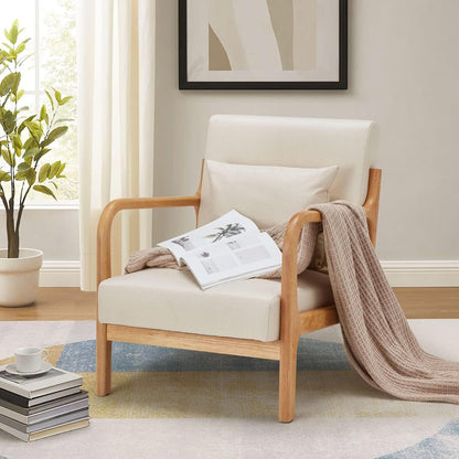 YODOLLA Accent Chair Reading Armchair, Linen Beige