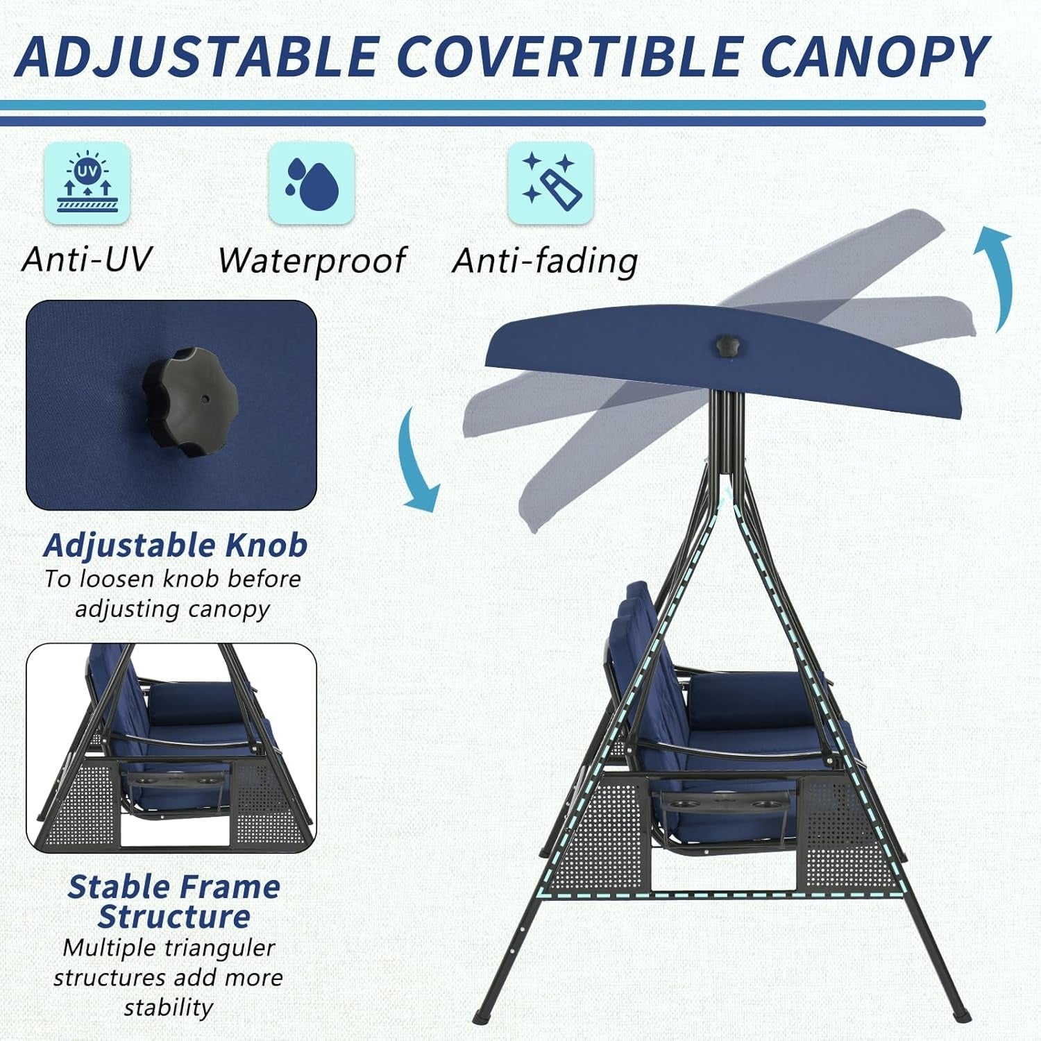 YODOLLA porch swing with canopy for shade