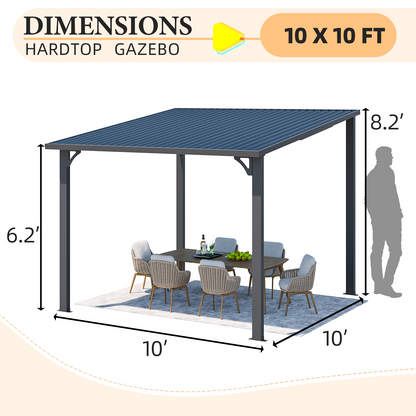YODOLLA 10x10 Aluminum Pergola Gazebo