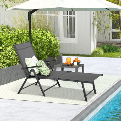 YODOLLA 7 Back & 2 Leg Adjustable Outdoor Chaise Lounge Chair, Grey