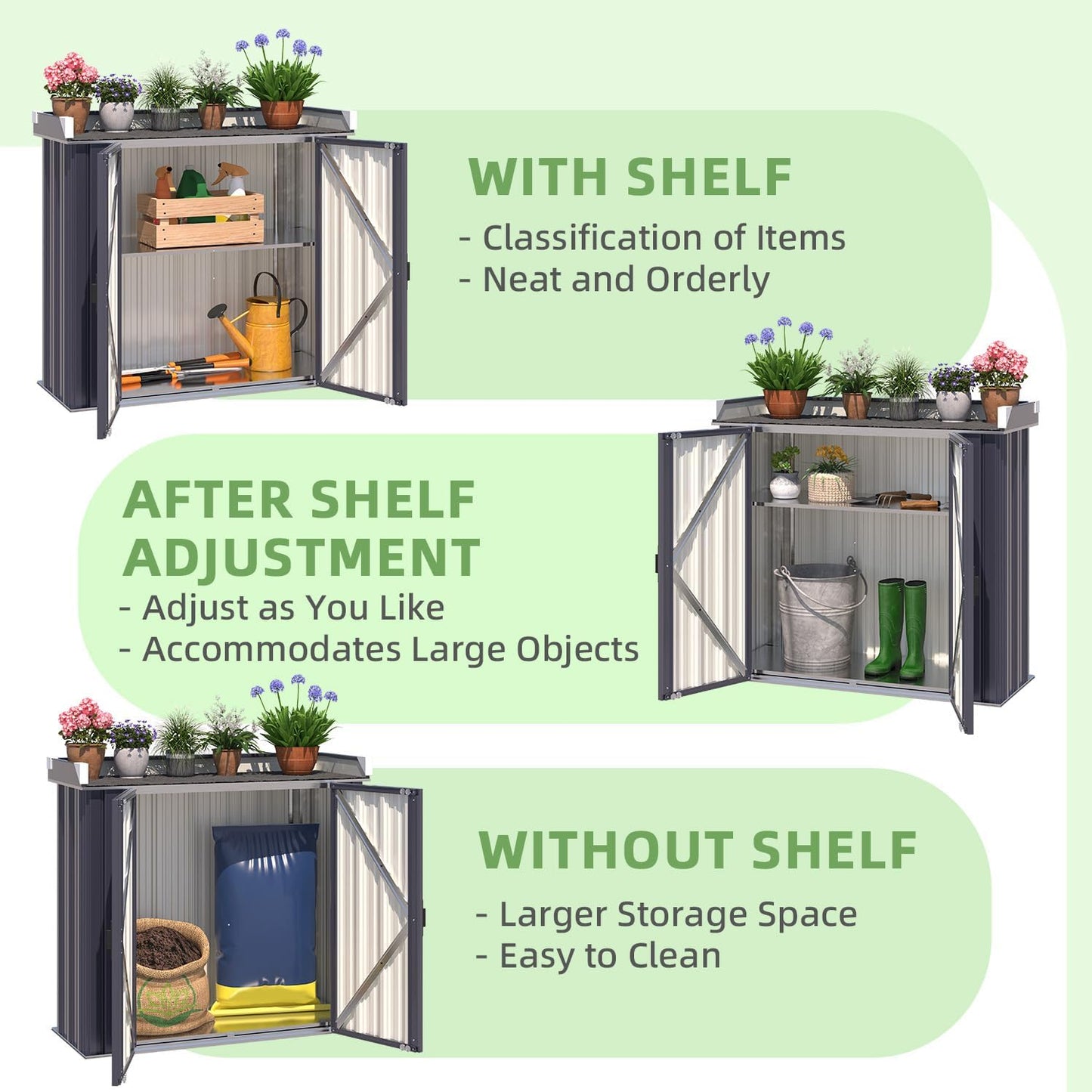 YODOLLA Metal Outdoor Storage Cabinet, Gray