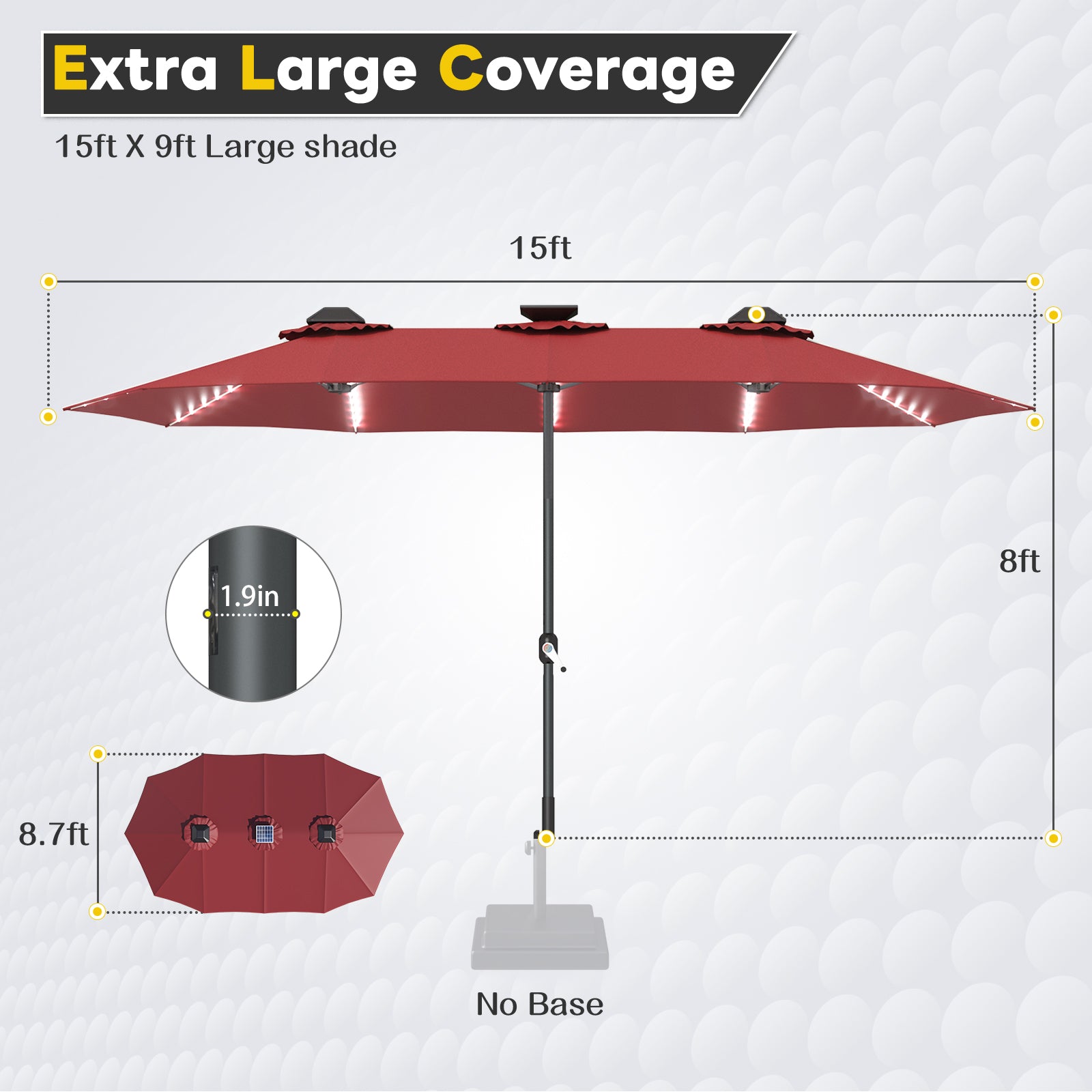 YODOLLA double sided patio umbrella wide