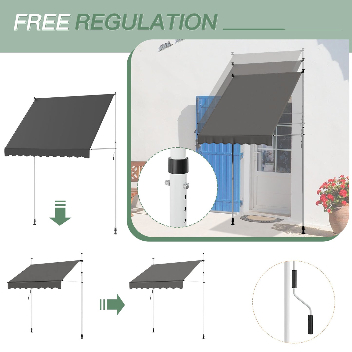 YODOLLA retractable patio canopy for sun protection