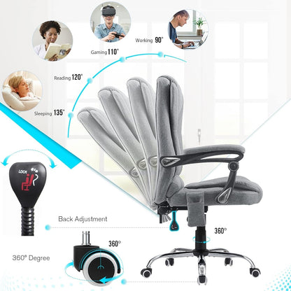 YODOLLA Heated Executive Office Chair with Massage, Fabric Grey