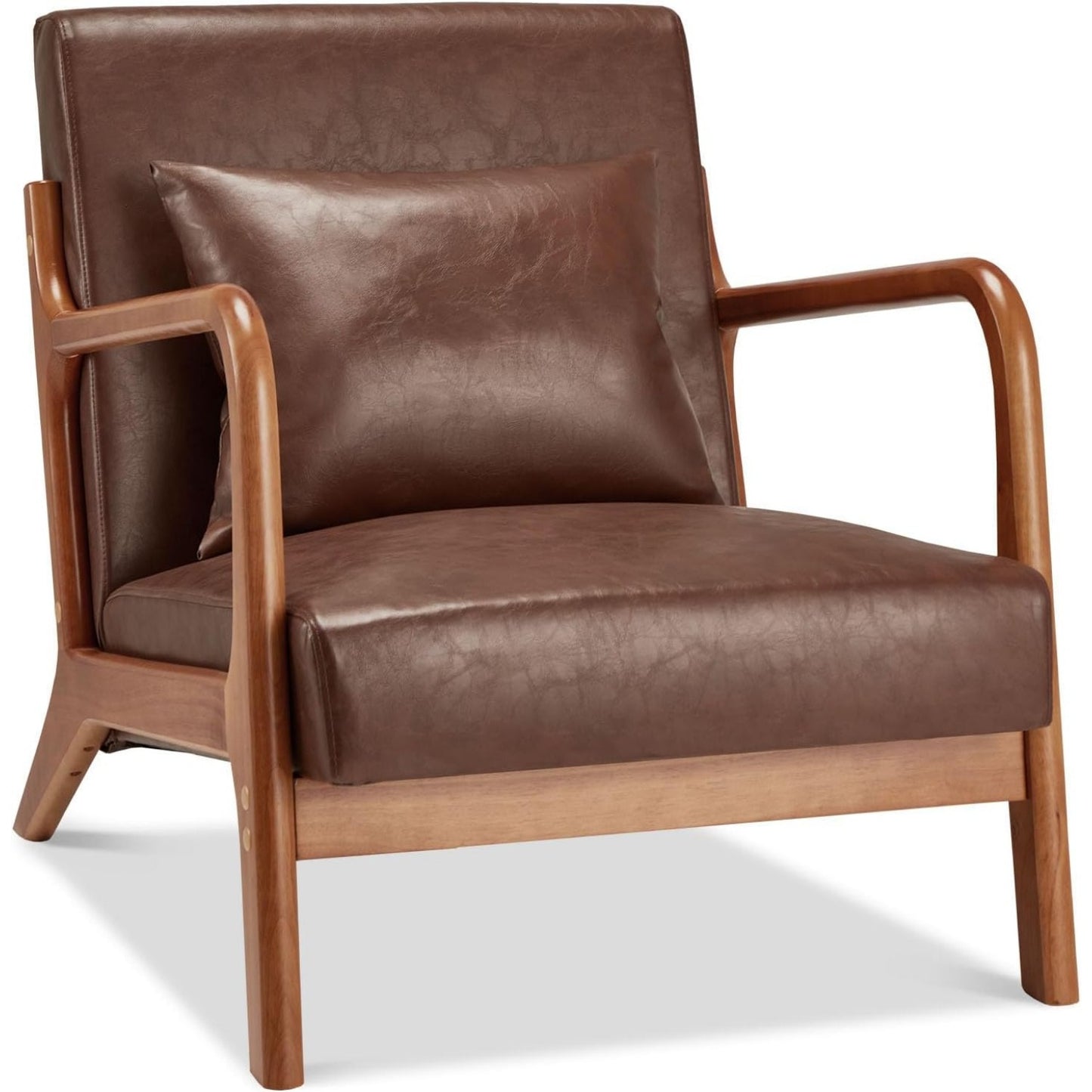 YODOLLA Accent Chair Reading Armchair, PU Leather Brown