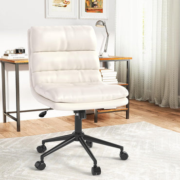 YODOLLA Office Chairs Swivel Desk Chair, PU Leather White