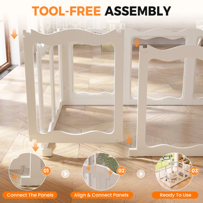 YODOLLA Clear Acrylic Dog Playpen Indoor, 30" H, 10 Panels, White