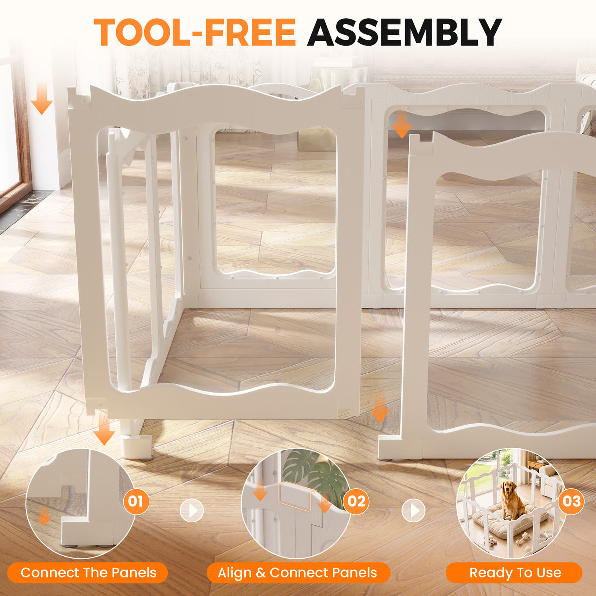 YODOLLA Clear Acrylic Dog Playpen Indoor, 30" H, 12 Panels, White