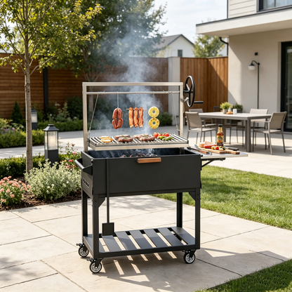 YODOLLA BBQ Grill, Wood & Charcoal Grill with Adjustable Cranking System