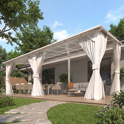 YODOLLA 20'x10' Outdoor Lean to Gazebo Pergola with Curtain and Netting for Patio, White