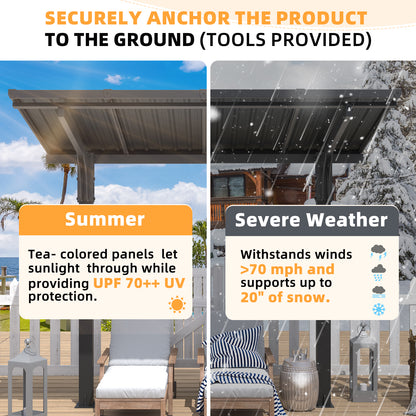 YODOLLA 12'x10' Freestanding Gazebo Outdoor Lean to Hardtop Metal Carport