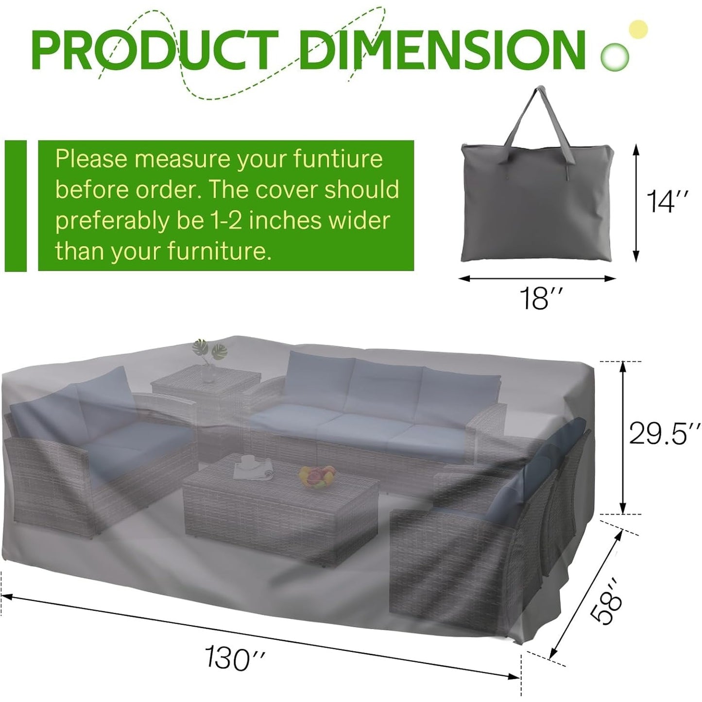 YODOLLA 130"x58"x29.5" Patio Furniture Cover Waterproof Patio Table and Chair Set Covers