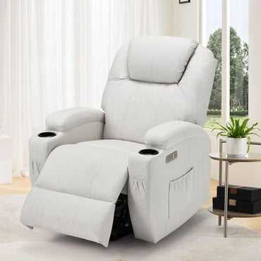 YODOLLA Power Lift Recliner Chair for Elderly with Side Pockets, Fabric, White