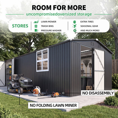 YODOLLA 20' x 10' Outdoor Storage Shed Large Metal Sheds with Windows Utility Tool Storage