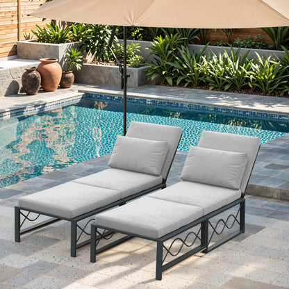 YODOLLA Outdoor Metal Chaise Lounge Chair Adjustable 5-Position Recliner