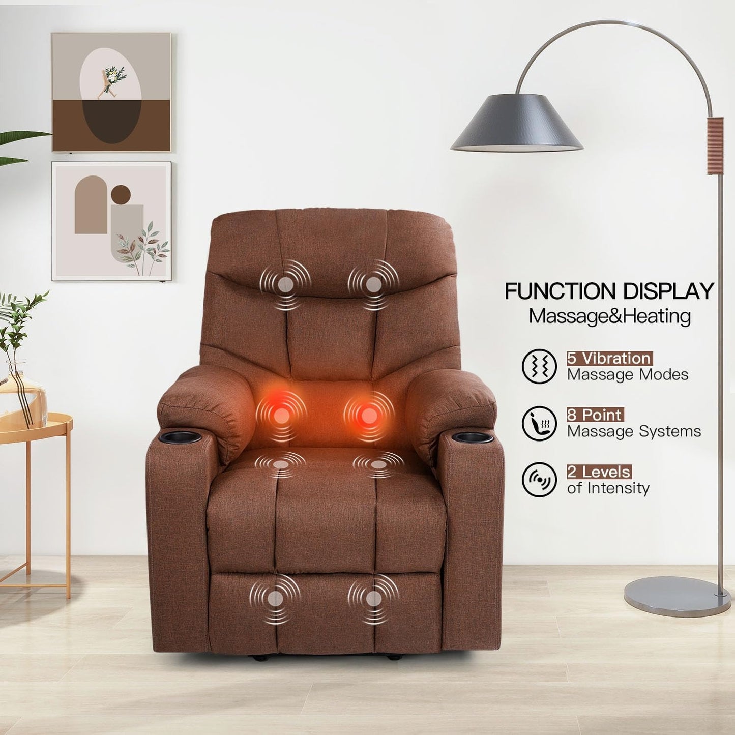 YODOLLA Massage Power Lift Recliner for Elderly, Electric Lift Chair, Brown