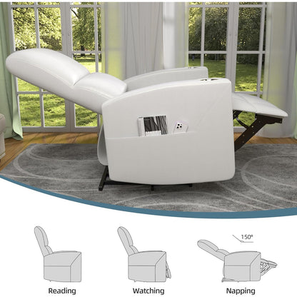 YODOLLA Recliner Sofa Chair, Faux Leather White