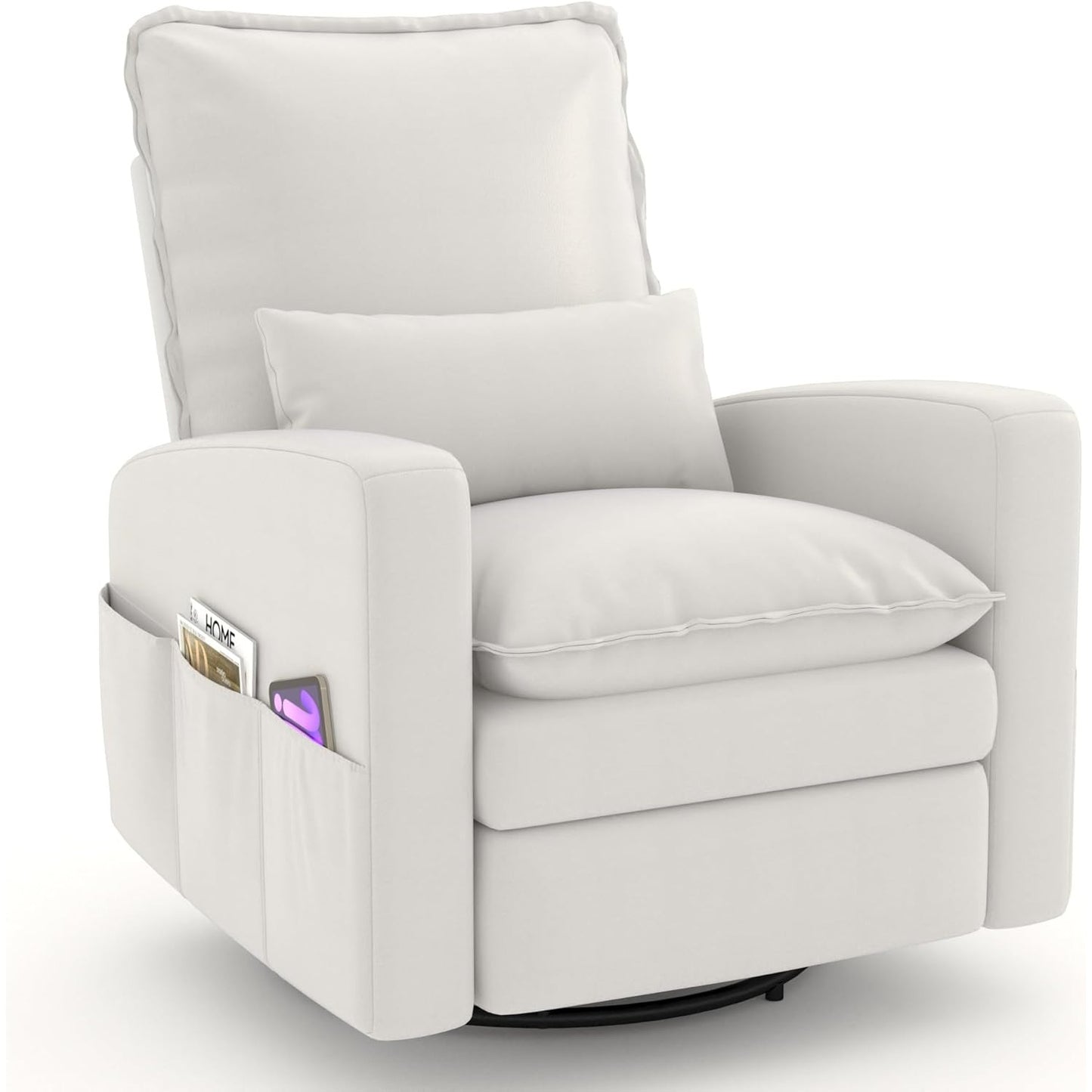 YODOLLA Rocking Chair Reclining Sofa Chair, Faux Leather White