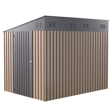 YODOLLA Outdoor 6' x 8' Metal Wall Side Lean to Storage Shed, Gray