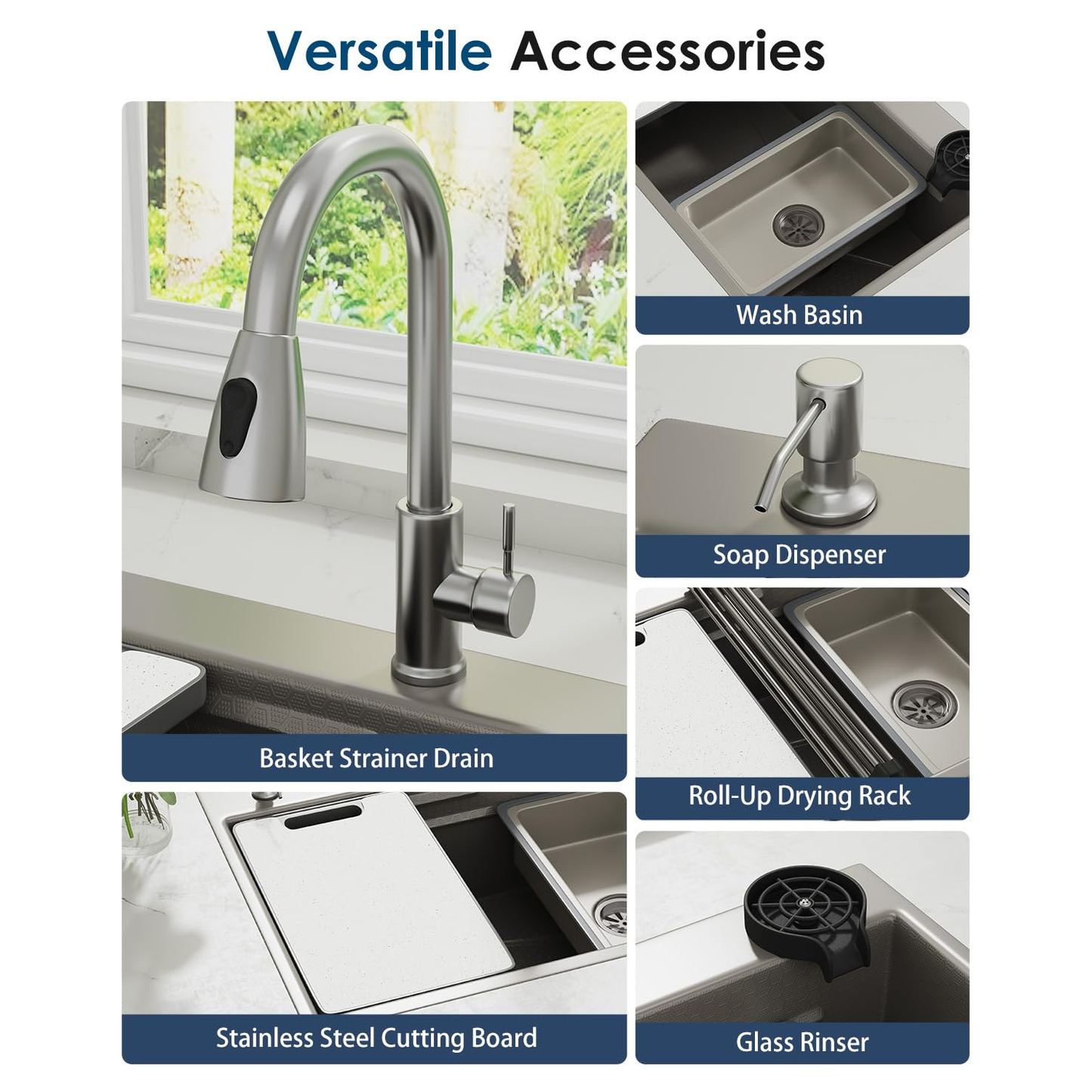 YODOLLA 33x19 In Drop-in/Topmount Kitchen Sink, Stainless Steel Workstation Sink