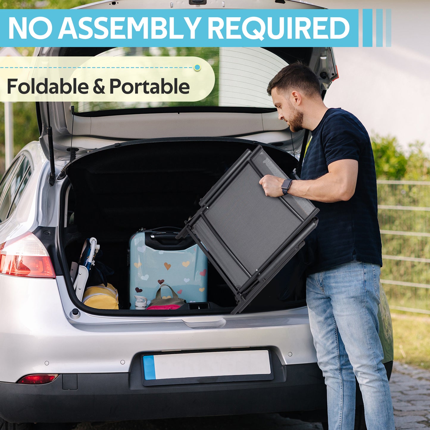 YODOLLA 7 Back & 2 Leg Adjustable Outdoor Chaise Lounge Chair, Grey