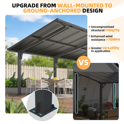 YODOLLA 16'x10' Freestanding Gazebo Outdoor Lean to Hardtop Metal Carport Pergolas