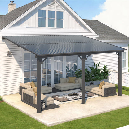 YODOLLA 10x14 Outdoor Hardtop Gazebo Adjustable Height (6.5-9.8Ft) Pergola