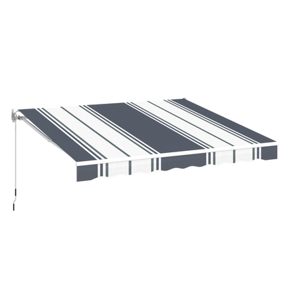 YODOLLA 10x8 retractable patio awning, blue stripes.
