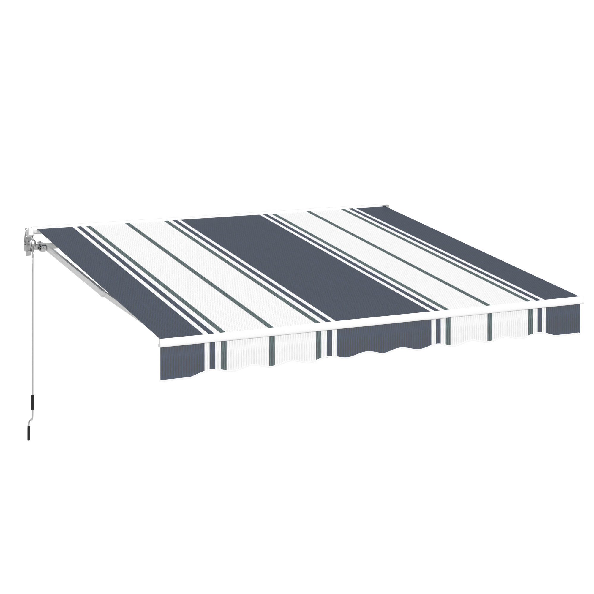 YODOLLA 13'×10' manual retractable awning, blue stripes.