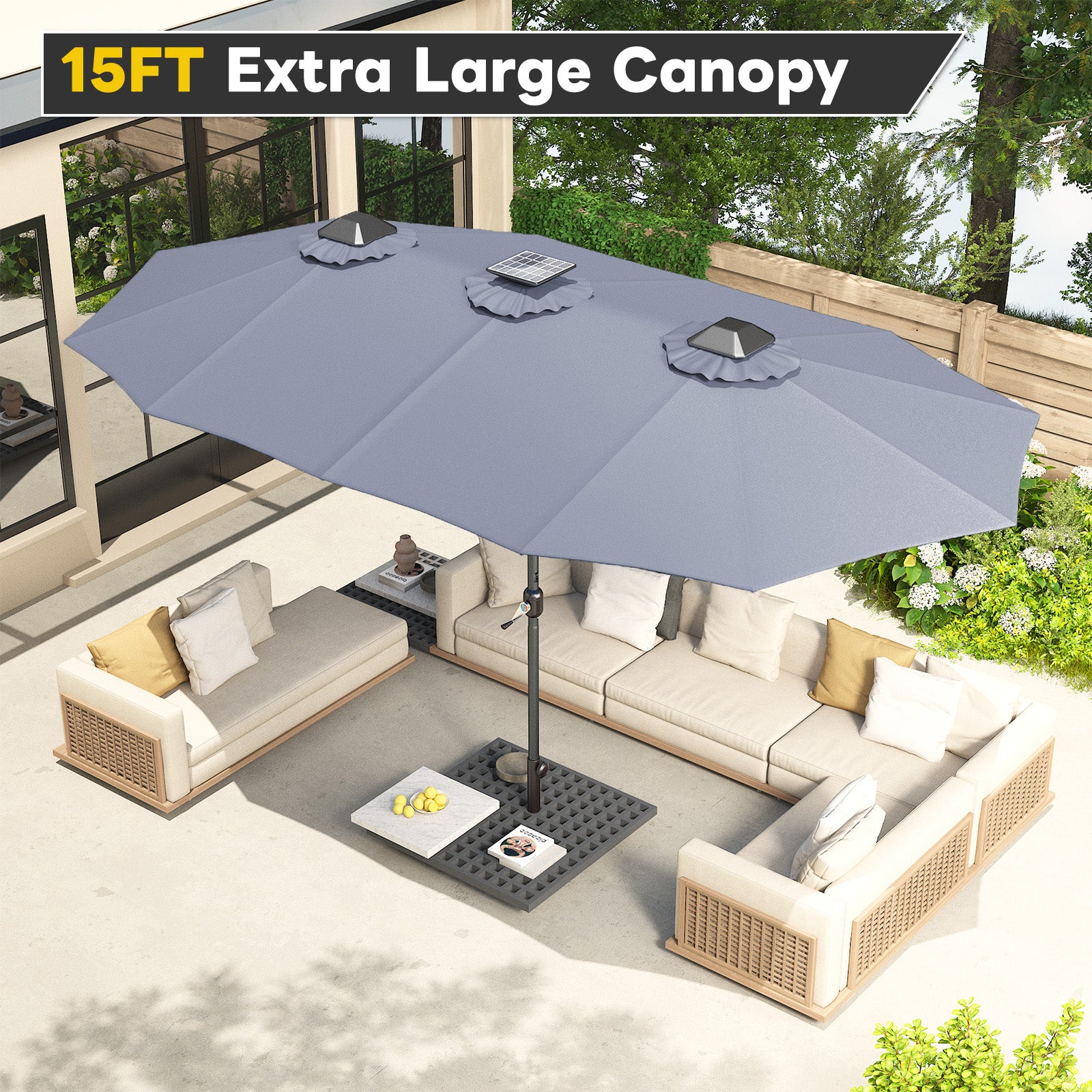 YODOLLA solar powered patio umbrella soft glow