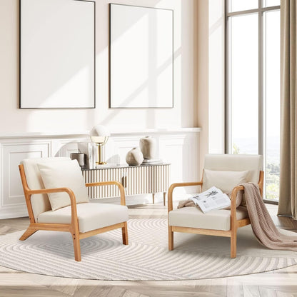 YODOLLA Accent Chair Reading Armchair, Linen Beige