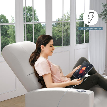 YODOLLA Recliner Sofa Chair, Faux Leather White