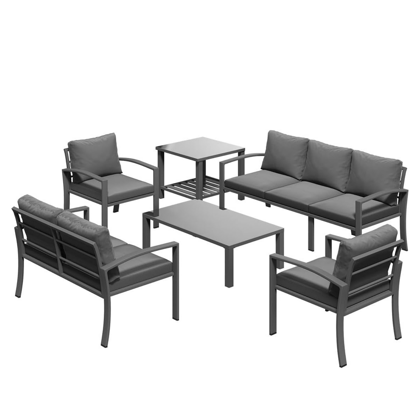 YODOLLA Metal Patio Furniture Set, 7 Seats Modern Outdoor Furniture
