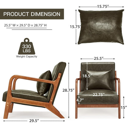 YODOLLA Accent Chair Reading Armchair, PU Leather Green