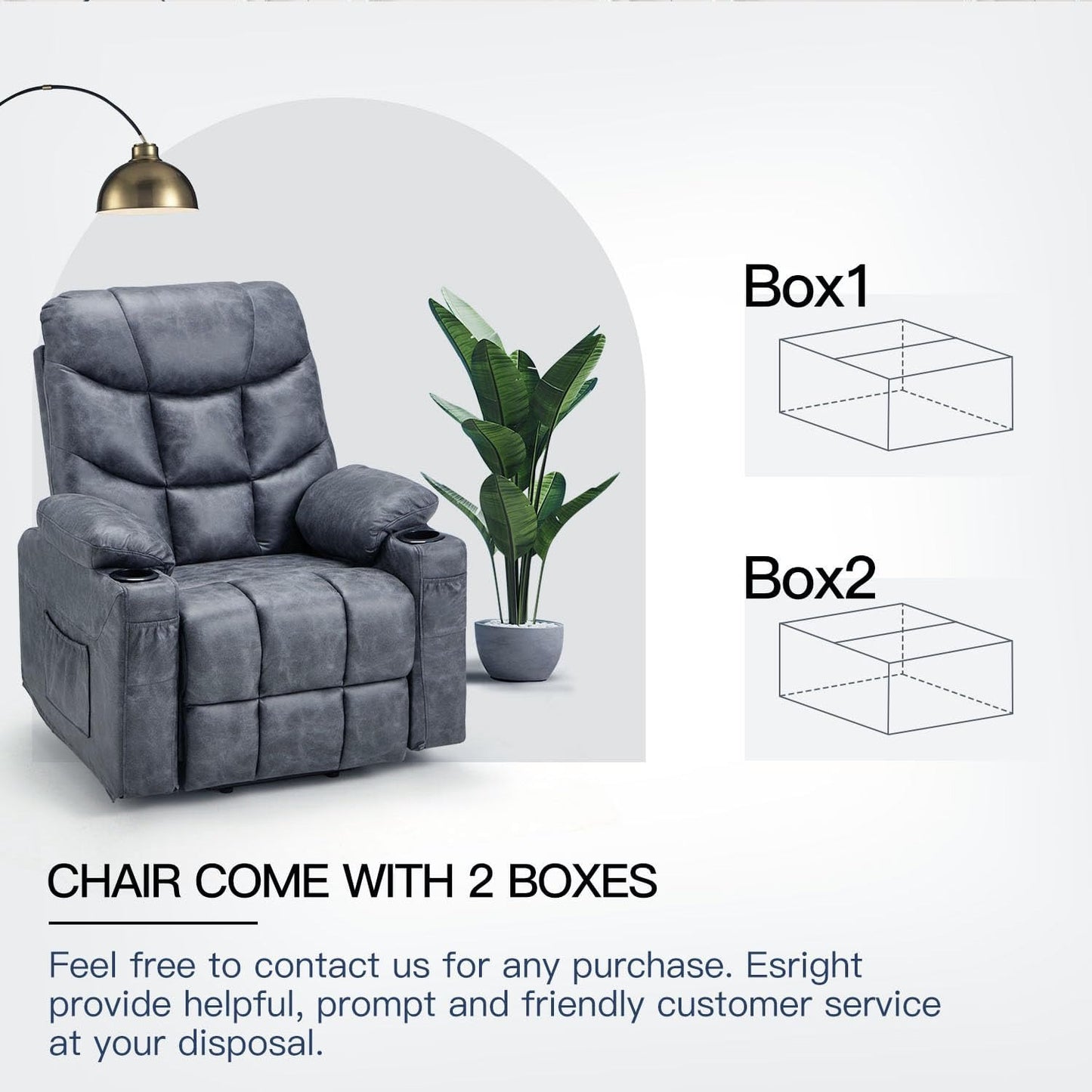 YODOLLA Massage Power Lift Recliner for Elderly, Faux Leather, Bronze Dark Grey