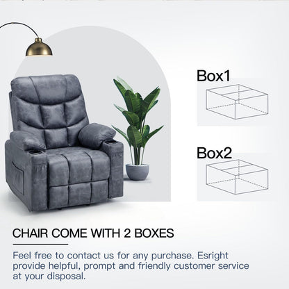 YODOLLA Massage Power Lift Recliner for Elderly, Faux Leather, Bronze Dark Grey