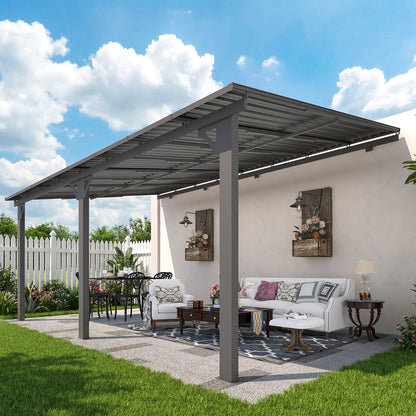 YODOLLA 10x16 Outdoor Hardtop Gazebo Adjustable Height (6.5-9.8Ft) Pergola