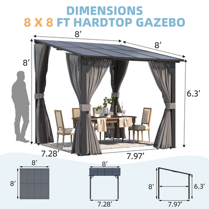 YODOLLA 8x8 Wall-Mounted Gazebo with Netting