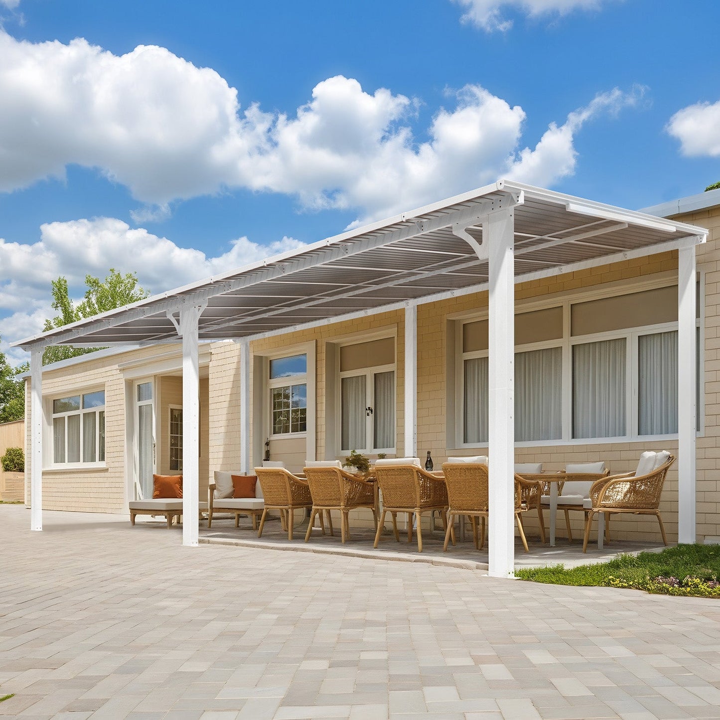 YODOLLA 20'x10' Wall Mounted Gazebos Pergola, White