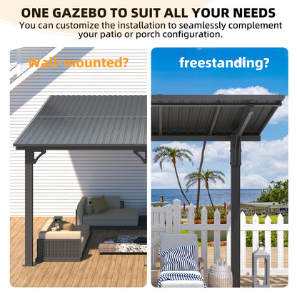 YODOLLA 20'x10' Freestanding Gazebo Outdoor Lean to Hardtop Metal Carport Pergolas