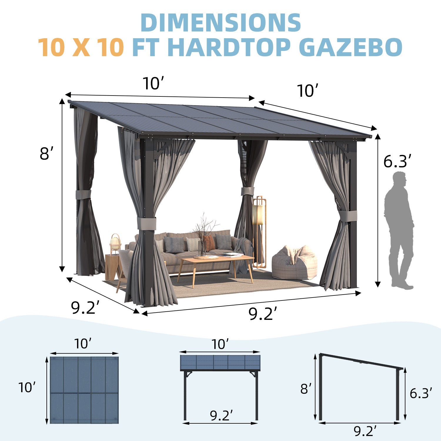 YODOLLA Wall-Mounted Pergola Gazebo