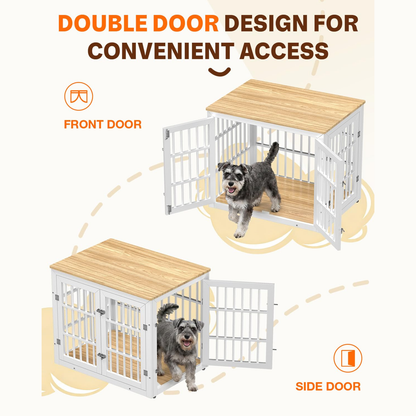 YODOLLA 32'' Dog Crate Furniture for Medium Breed, White