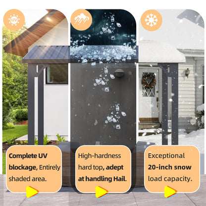 YODOLLA 8'x5' Hardtop Gazebo, Wall-Mounted Lean to Metal Awnings Pergola
