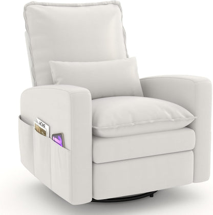 YODOLLA Rocking Chair Reclining Sofa Chair, Faux Leather White