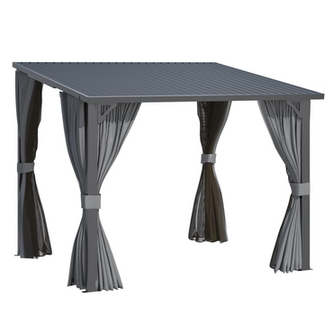 YODOLLA 8' x 8' Lean-to Gazebo with Curtains and Mosquito Netting