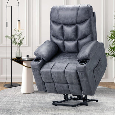 YODOLLA Massage Power Lift Recliner for Elderly, Faux Leather, Bronze Dark Grey