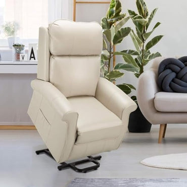 YODOLLA Electric Power Lift Recliner Chair for Elderly, Faux Leather, Cream White