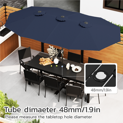 YODOLLA 15x9ft Double-Sided Patio Umbrella, Navy Blue