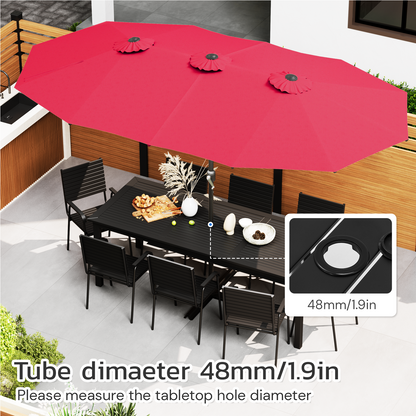 YODOLLA 15x9ft Double-Sided Patio Umbrella, Red