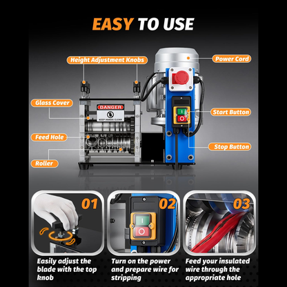 YODOLLA 370W Electric Wire Stripper Machine, Gauge Wire 0.06"-1", 7 Channels